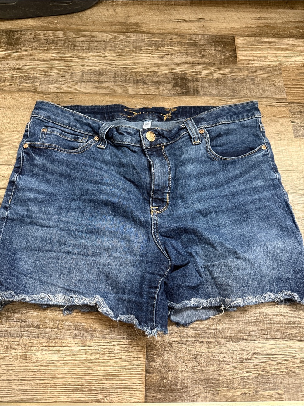 Seven7 Medium Wash Blue Denim Cutoff Shorts
